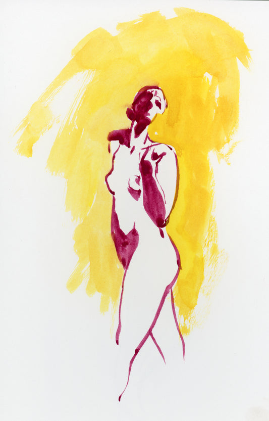 Wistful Figure in Yellow and Purple