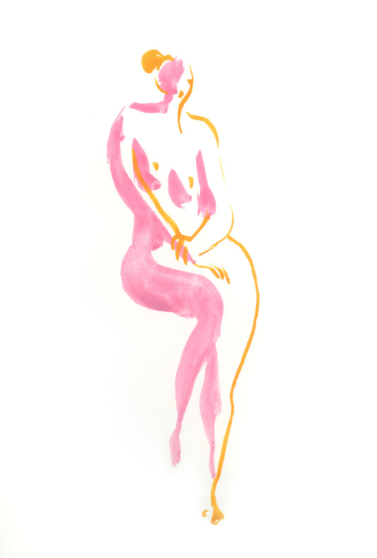 Figure At Ease In Pink and Orange