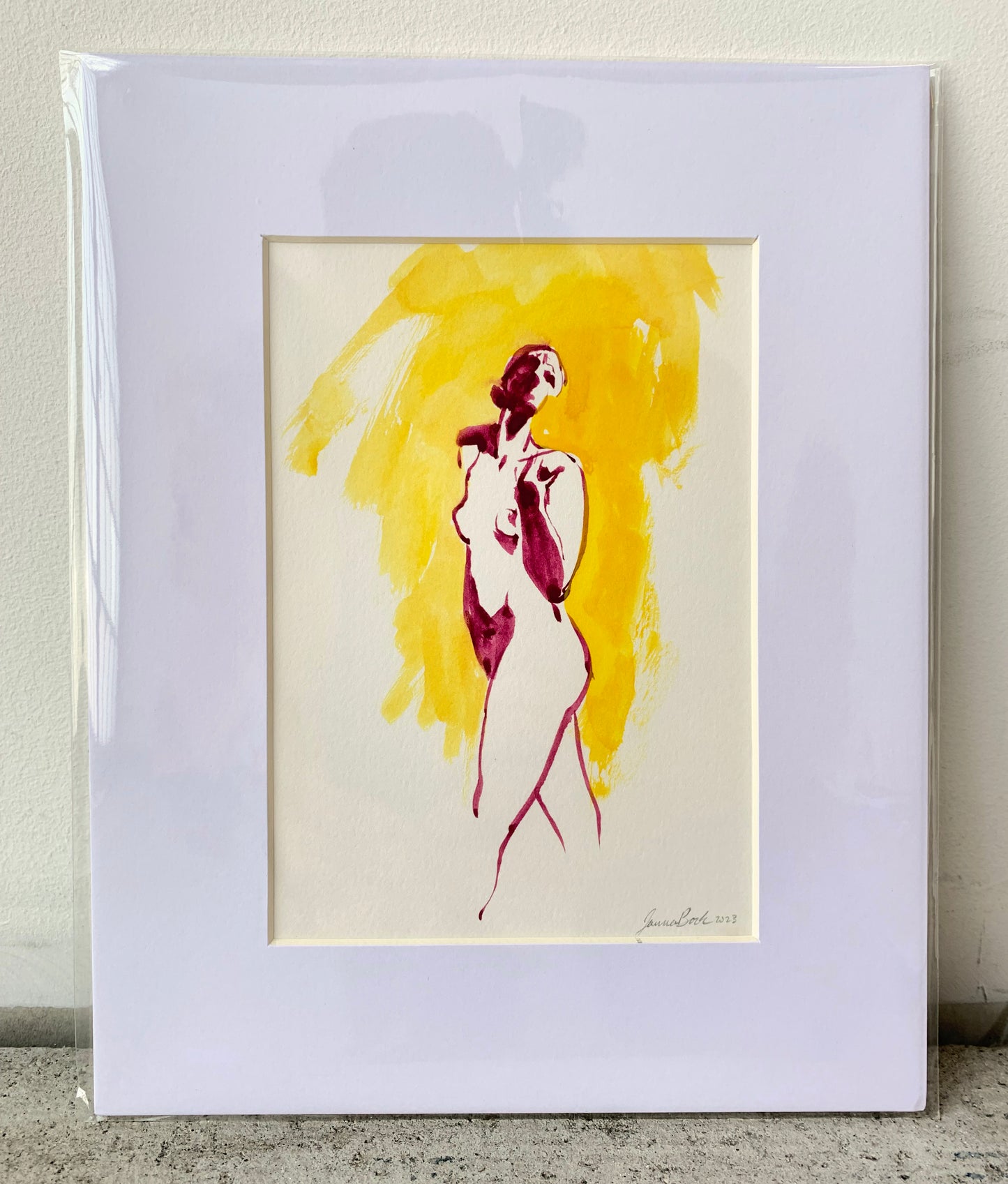 Wistful Figure in Yellow and Purple